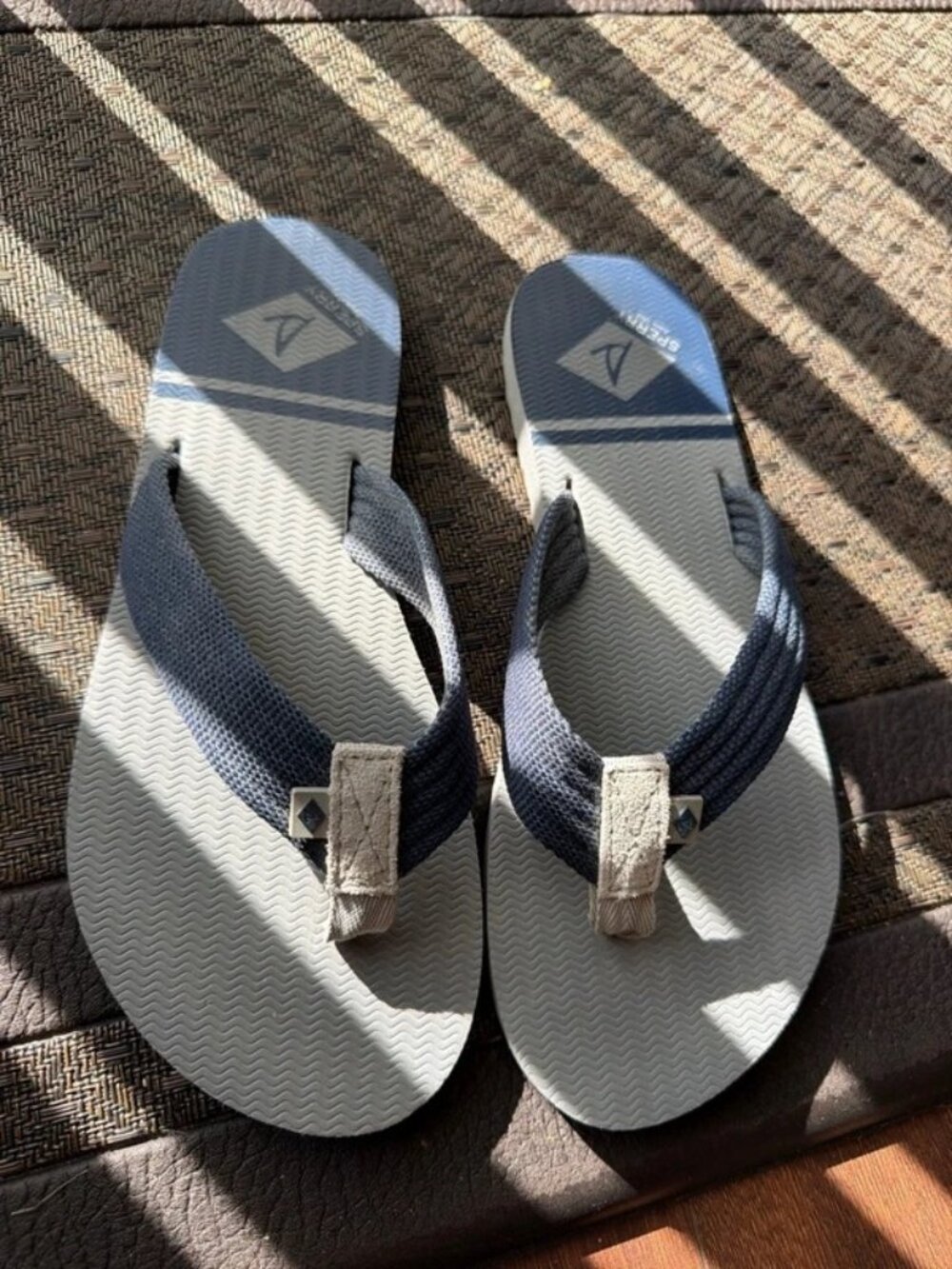 Sperry Calypso STS83617 Womens Size US 7M Blue Gray Webbing Flip Flop Sandals